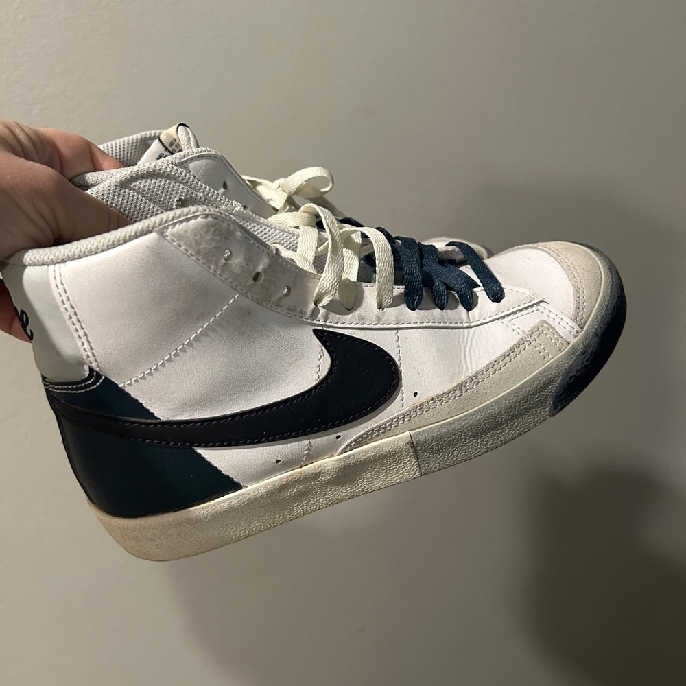 Kids White and Black High-Top Sneakers